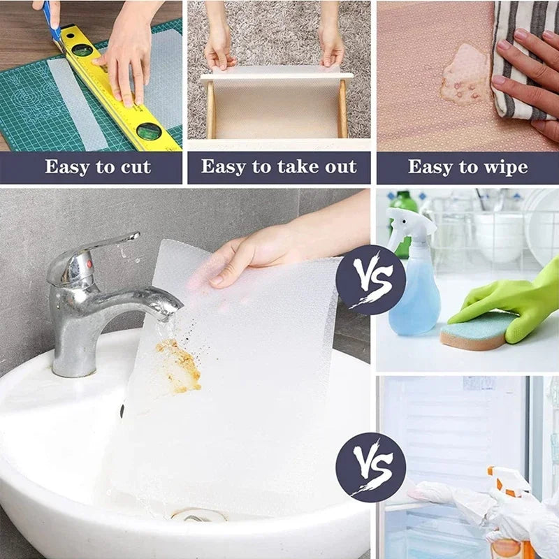 Waterproof Non-Slip Drawer Liners Shelf Mats Oil-Proof Cabinet Cover Placemats Washable Table Pads for Kitchen Organization