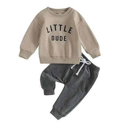 2Pcs Newborn Infant Baby Boy Clothes Toddler Letter Print Long Sleeve Sweatshirt Jogger Pants Set Casual Outfits
