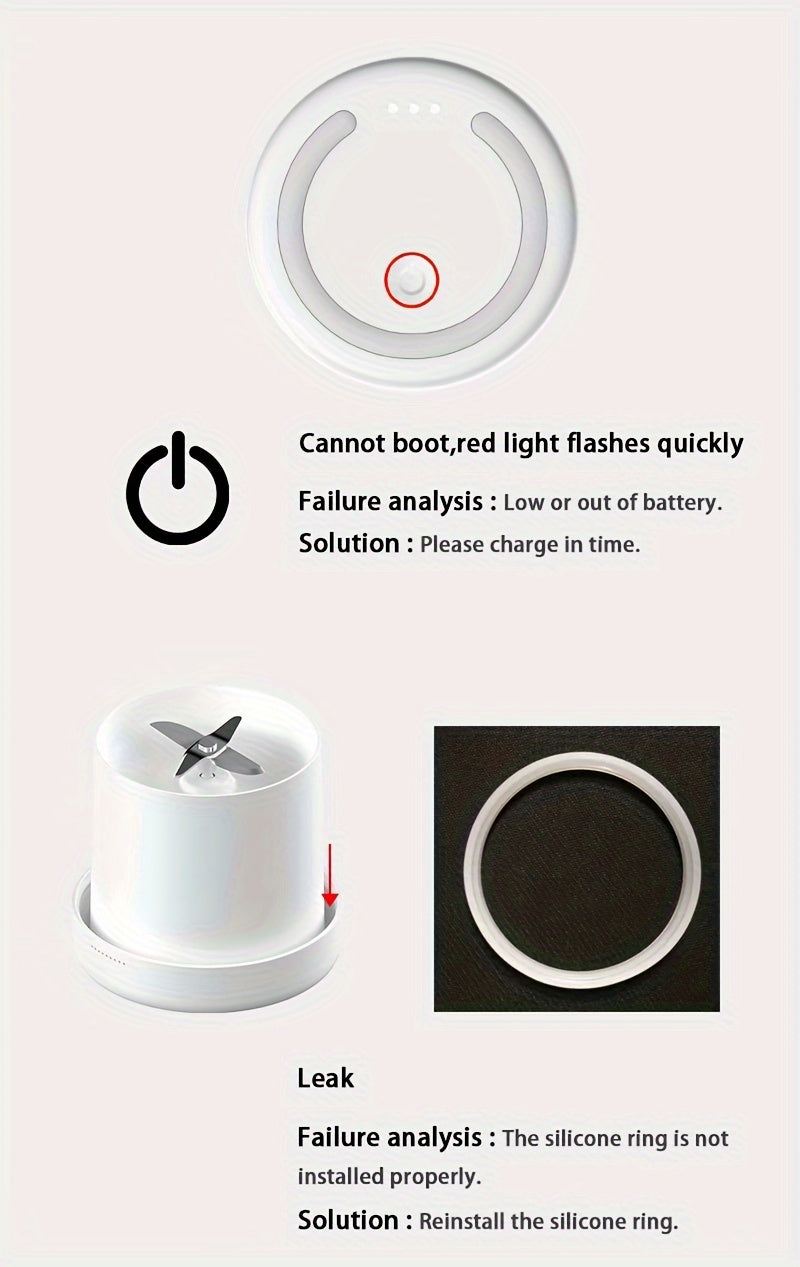 11.83oz Portable Electric Wireless Mini Fruit Blender Juicer - Perfect for On-the Go!