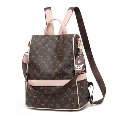 new Korean fashion ladies bags soft leather backpack