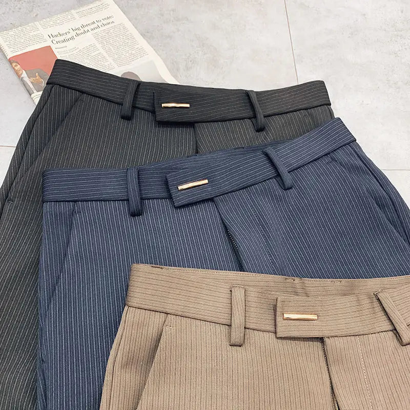 Summer Men Dress Pants Slim Fit Business Casual Professional Iron-Free Formal Dress Black Slim Fit Pants Drop-Feeling Suit Pants