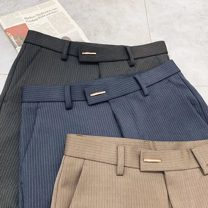 Summer Men Dress Pants Slim Fit Business Casual Professional Iron-Free Formal Dress Black Slim Fit Pants Drop-Feeling Suit Pants