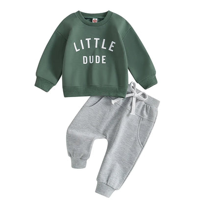 2Pcs Newborn Infant Baby Boy Clothes Toddler Letter Print Long Sleeve Sweatshirt Jogger Pants Set Casual Outfits