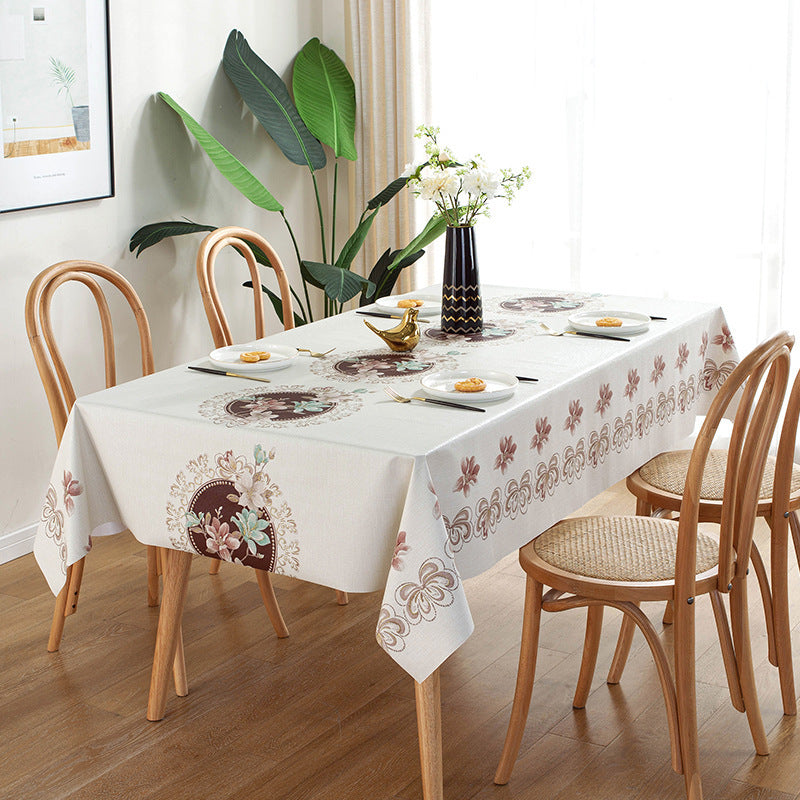 Nordic Style PVC Tablecloth Waterproof And Oilproof And Heatproof Disposable Rectangular