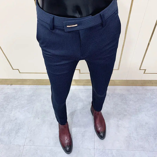 Summer Men Dress Pants Slim Fit Business Casual Professional Iron-Free Formal Dress Black Slim Fit Pants Drop-Feeling Suit Pants