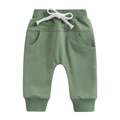2022-12-12 Lioraitiin 0-3Years Toddler Baby Boys Sweatpants Elastic Waist Drawstring Solid Fall Trousers Pockets Casual Clothes