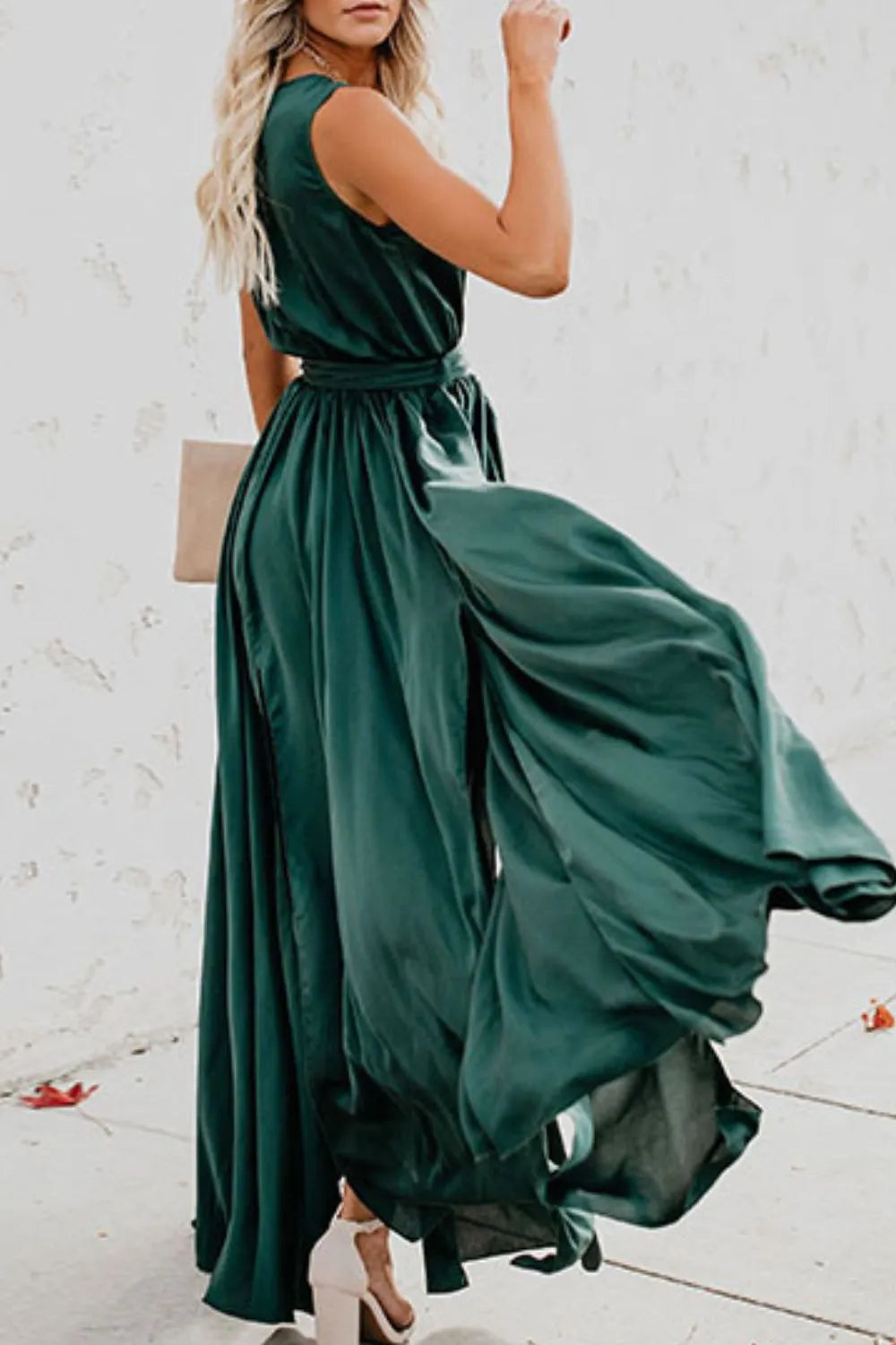 Surplice Tie Waist Maxi Dress