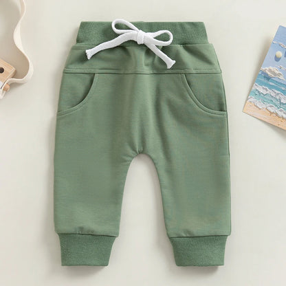 2022-12-12 Lioraitiin 0-3Years Toddler Baby Boys Sweatpants Elastic Waist Drawstring Solid Fall Trousers Pockets Casual Clothes