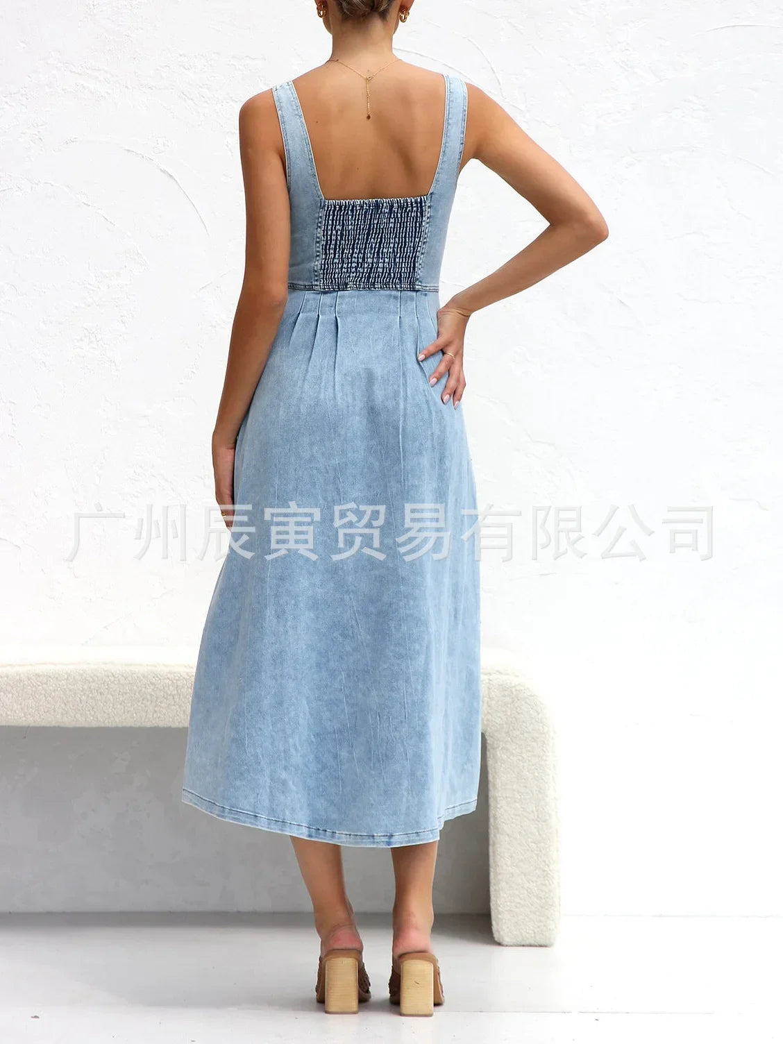 Women Denim Dresses Long Dress Sling Sleeveless A Line Casual High Waist Maxi Elegant Vestidos largos Summer 2025 Y2k Streetwear