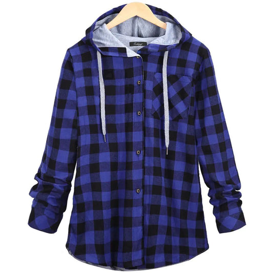 Colorful Checkered Women's Hoodie Cardigan