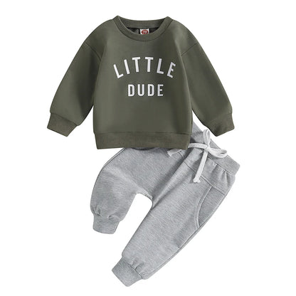 2Pcs Newborn Infant Baby Boy Clothes Toddler Letter Print Long Sleeve Sweatshirt Jogger Pants Set Casual Outfits