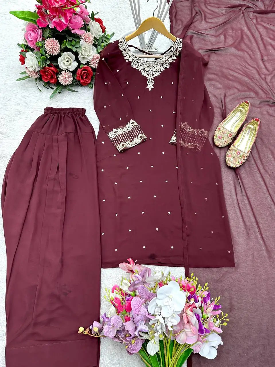 Tennecy Designer Bollywood Dress for Girls Indian Pakistani Style Top with Dupatta for Wedding Parties and Special Occasions