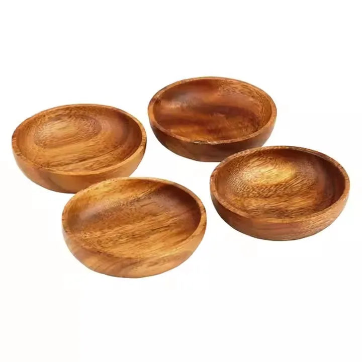 Wholesale Handmade Eco-Friendly Party Modern Acacia Wood Bowl Sets for Salad Fruit Food Soup Noodle Dough 6-10 Pieces