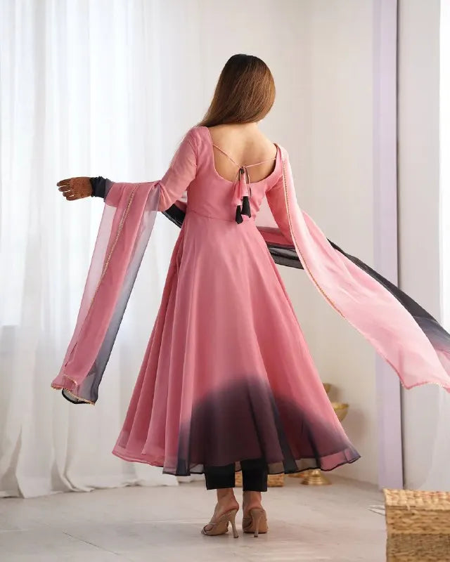 Tennecy Designer Women's Faux Georgette Gown Beautiful Flair Wedding and Party Wear Dress Fabric Indian & Pakistani Clothing