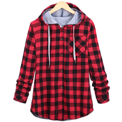 Colorful Checkered Women's Hoodie Cardigan