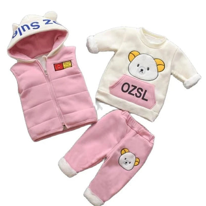 2025 Newborn Clothes Roupa Infantil New Clothing Set Winter Warm Suit Lovely Bear Cotton Velvet Boy's Toddler 0-4 Yea