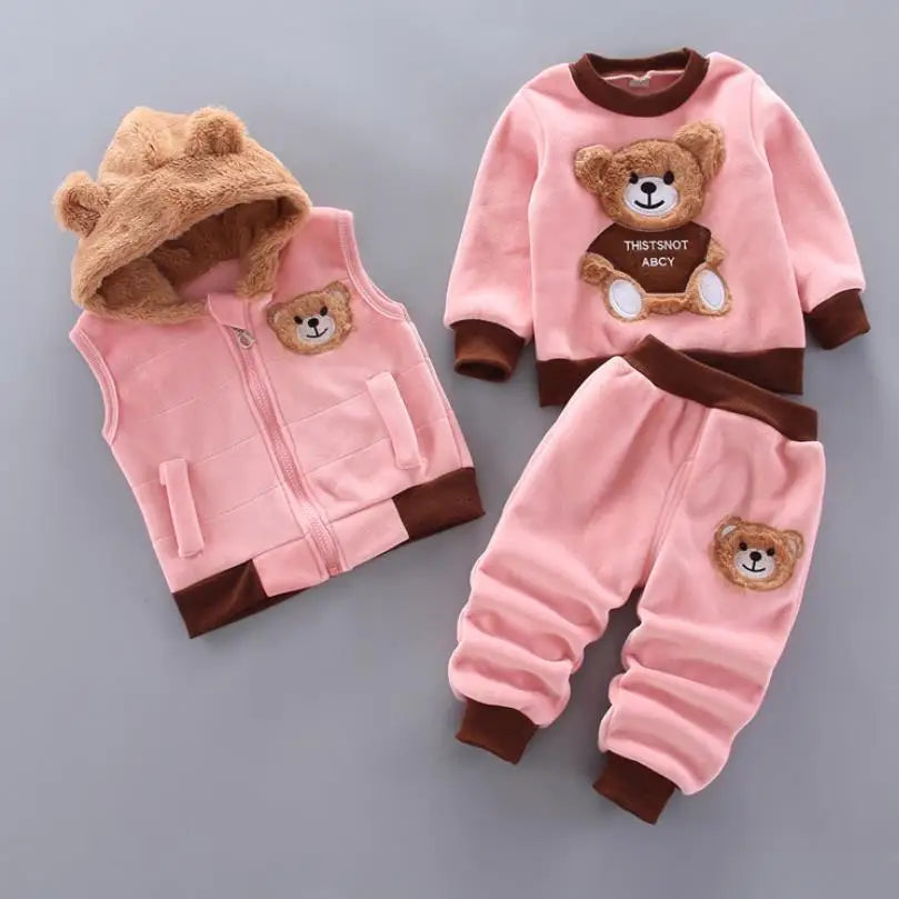2025 Newborn Clothes Roupa Infantil New Clothing Set Winter Warm Suit Lovely Bear Cotton Velvet Boy's Toddler 0-4 Yea