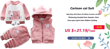 2025 Newborn Clothes Roupa Infantil New Clothing Set Winter Warm Suit Lovely Bear Cotton Velvet Boy's Toddler 0-4 Yea