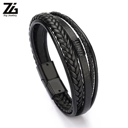 2024 Accessories for Men Braided Rope Simple Personality Wholesale Luxury Alloy Clasp Men Jewelry Leather Bracelet