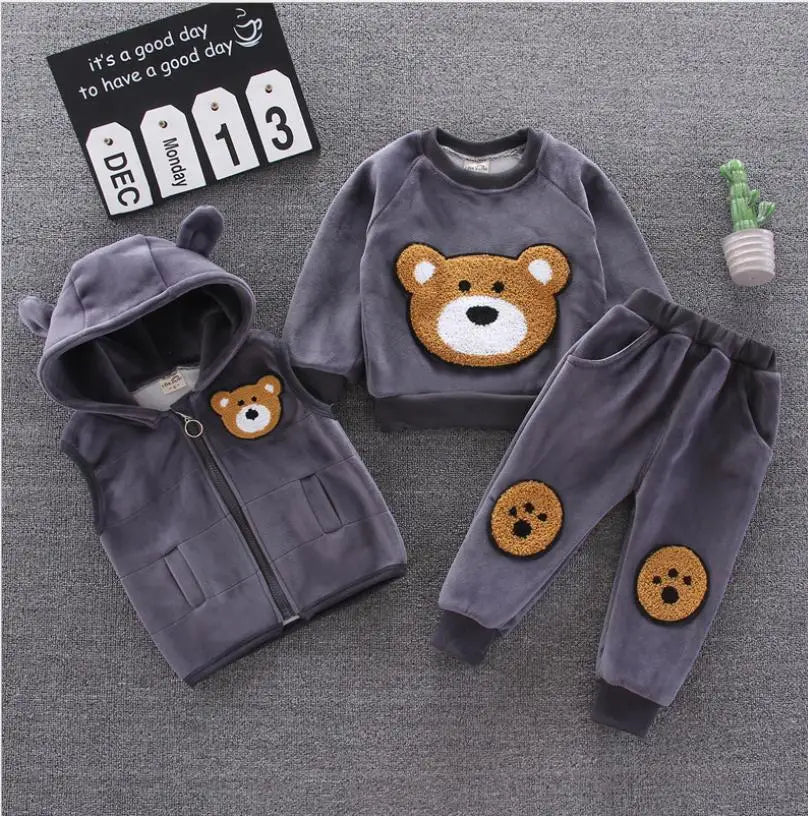 2025 Newborn Clothes Roupa Infantil New Clothing Set Winter Warm Suit Lovely Bear Cotton Velvet Boy's Toddler 0-4 Yea