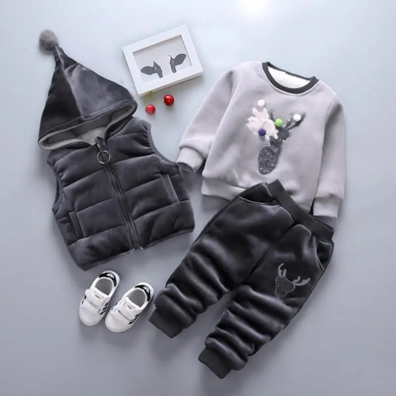 2025 Newborn Clothes Roupa Infantil New Clothing Set Winter Warm Suit Lovely Bear Cotton Velvet Boy's Toddler 0-4 Yea