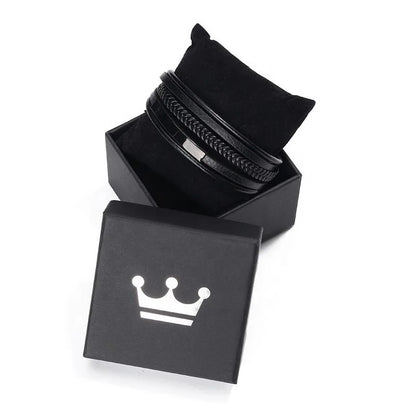 2024 Accessories for Men Braided Rope Simple Personality Wholesale Luxury Alloy Clasp Men Jewelry Leather Bracelet