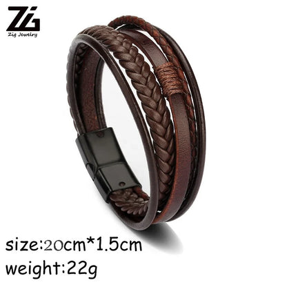 2024 Accessories for Men Braided Rope Simple Personality Wholesale Luxury Alloy Clasp Men Jewelry Leather Bracelet