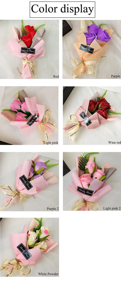 Soap Rose Bouquet With LED Light For Wedding Decoration Souvenir Valentine's Day Gift Roses Gift Box