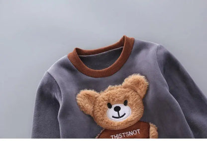 2025 Newborn Clothes Roupa Infantil New Clothing Set Winter Warm Suit Lovely Bear Cotton Velvet Boy's Toddler 0-4 Yea