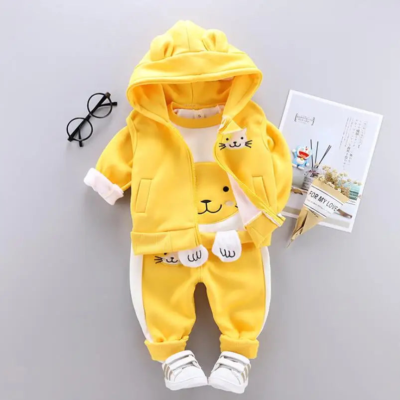 2025 Newborn Clothes Roupa Infantil New Clothing Set Winter Warm Suit Lovely Bear Cotton Velvet Boy's Toddler 0-4 Yea