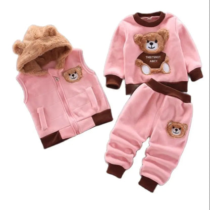2025 Newborn Clothes Roupa Infantil New Clothing Set Winter Warm Suit Lovely Bear Cotton Velvet Boy's Toddler 0-4 Yea
