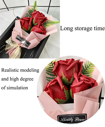 Soap Rose Bouquet With LED Light For Wedding Decoration Souvenir Valentine's Day Gift Roses Gift Box