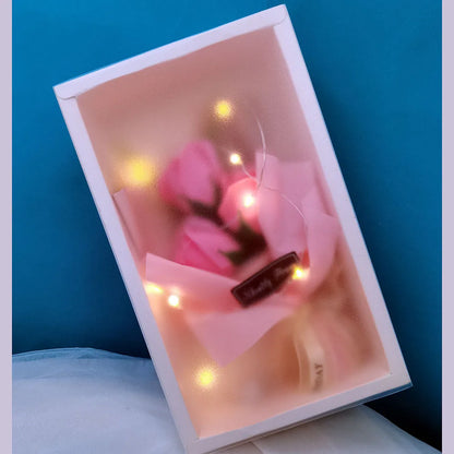 Soap Rose Bouquet With LED Light For Wedding Decoration Souvenir Valentine's Day Gift Roses Gift Box