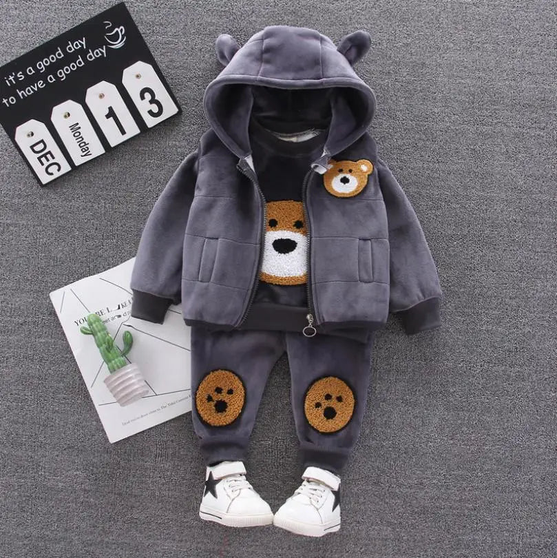 2025 Newborn Clothes Roupa Infantil New Clothing Set Winter Warm Suit Lovely Bear Cotton Velvet Boy's Toddler 0-4 Yea