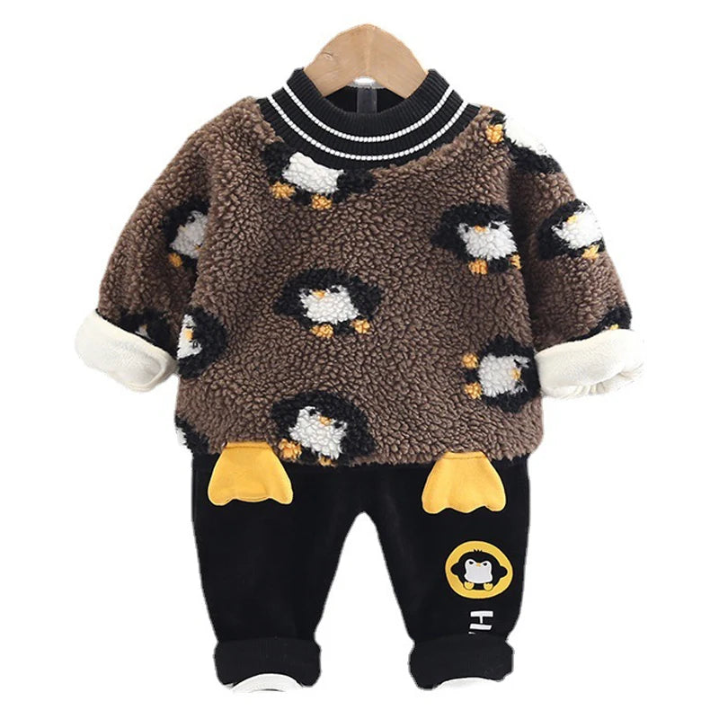 2025 Newborn Clothes Roupa Infantil New Clothing Set Winter Warm Suit Lovely Bear Cotton Velvet Boy's Toddler 0-4 Yea