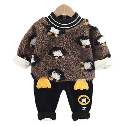2025 Newborn Clothes Roupa Infantil New Clothing Set Winter Warm Suit Lovely Bear Cotton Velvet Boy's Toddler 0-4 Yea