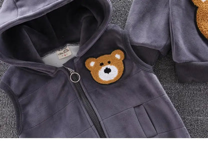 2025 Newborn Clothes Roupa Infantil New Clothing Set Winter Warm Suit Lovely Bear Cotton Velvet Boy's Toddler 0-4 Yea