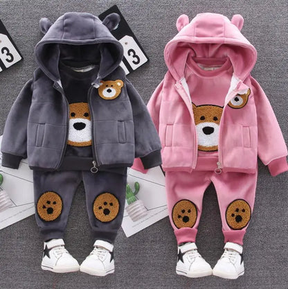 2025 Newborn Clothes Roupa Infantil New Clothing Set Winter Warm Suit Lovely Bear Cotton Velvet Boy's Toddler 0-4 Yea