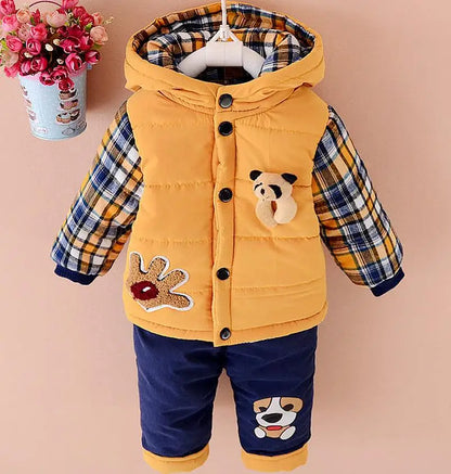 2025 Newborn Clothes Roupa Infantil New Clothing Set Winter Warm Suit Lovely Bear Cotton Velvet Boy's Toddler 0-4 Yea