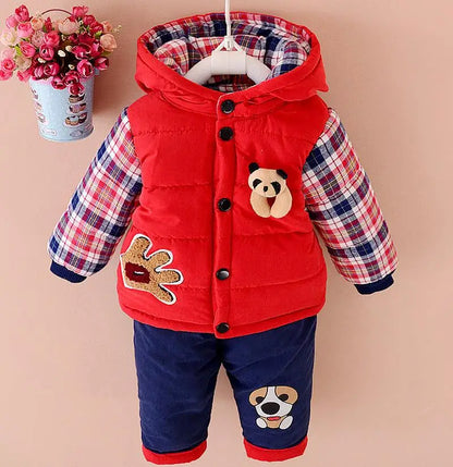 2025 Newborn Clothes Roupa Infantil New Clothing Set Winter Warm Suit Lovely Bear Cotton Velvet Boy's Toddler 0-4 Yea