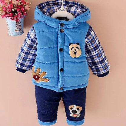 2025 Newborn Clothes Roupa Infantil New Clothing Set Winter Warm Suit Lovely Bear Cotton Velvet Boy's Toddler 0-4 Yea