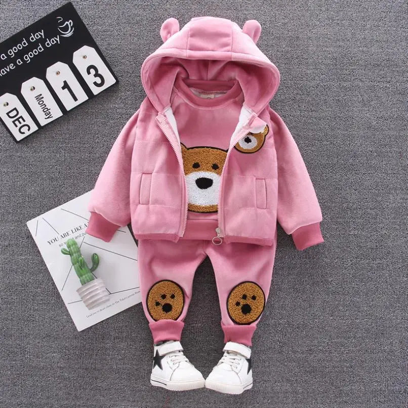 2025 Newborn Clothes Roupa Infantil New Clothing Set Winter Warm Suit Lovely Bear Cotton Velvet Boy's Toddler 0-4 Yea