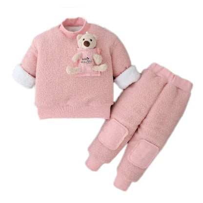 2025 Newborn Clothes Roupa Infantil New Clothing Set Winter Warm Suit Lovely Bear Cotton Velvet Boy's Toddler 0-4 Yea