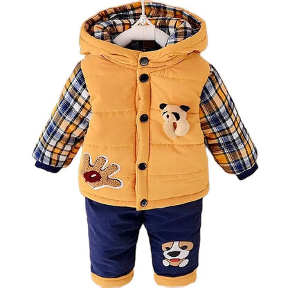 2025 Newborn Clothes Roupa Infantil New Clothing Set Winter Warm Suit Lovely Bear Cotton Velvet Boy's Toddler 0-4 Yea