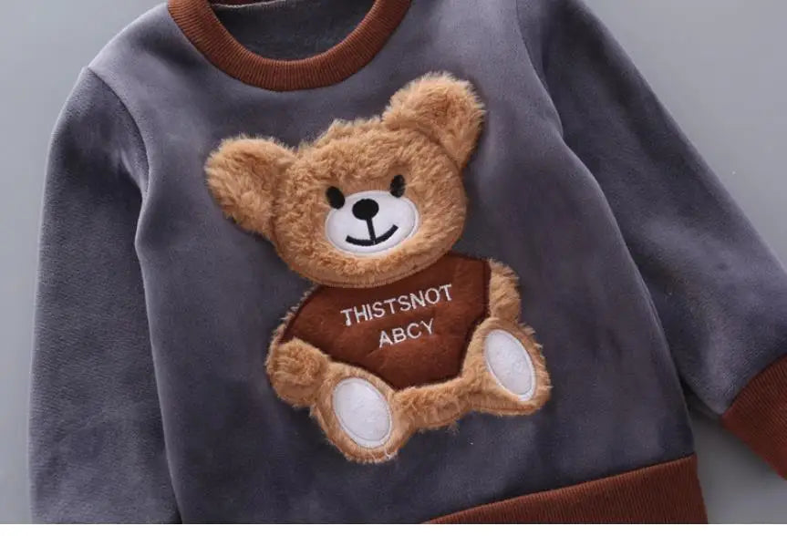 2025 Newborn Clothes Roupa Infantil New Clothing Set Winter Warm Suit Lovely Bear Cotton Velvet Boy's Toddler 0-4 Yea
