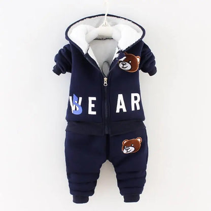 2025 Newborn Clothes Roupa Infantil New Clothing Set Winter Warm Suit Lovely Bear Cotton Velvet Boy's Toddler 0-4 Yea