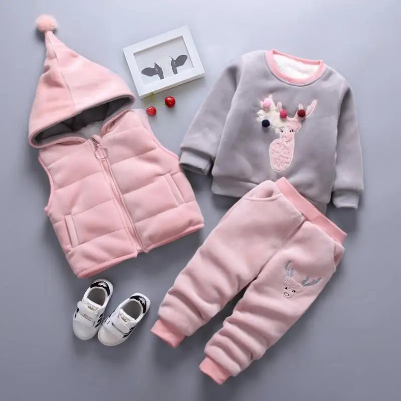 2025 Newborn Clothes Roupa Infantil New Clothing Set Winter Warm Suit Lovely Bear Cotton Velvet Boy's Toddler 0-4 Yea