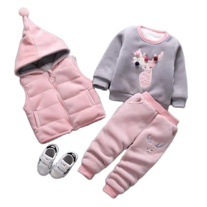 2025 Newborn Clothes Roupa Infantil New Clothing Set Winter Warm Suit Lovely Bear Cotton Velvet Boy's Toddler 0-4 Yea