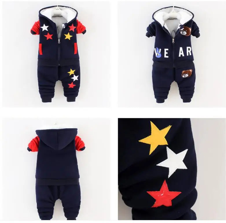 2025 Newborn Clothes Roupa Infantil New Clothing Set Winter Warm Suit Lovely Bear Cotton Velvet Boy's Toddler 0-4 Yea