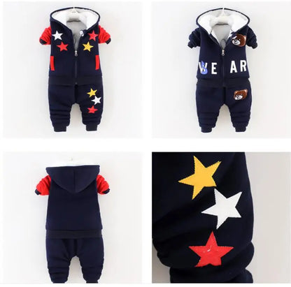 2025 Newborn Clothes Roupa Infantil New Clothing Set Winter Warm Suit Lovely Bear Cotton Velvet Boy's Toddler 0-4 Yea